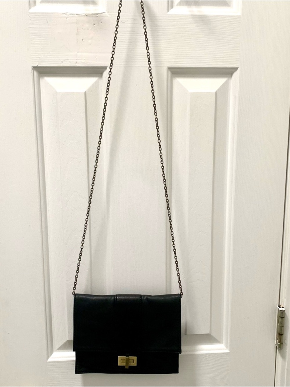 Vintage Sabina Black Chainlink Genuine Leather Crossbody